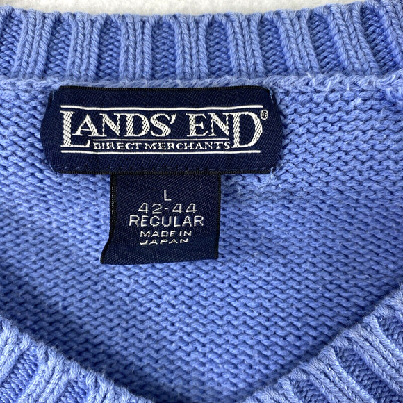 Vintage Lands' End V Neck Sweater Mens Large 42-44 Blue Japan Preppy Classic - Picture 3 of 9